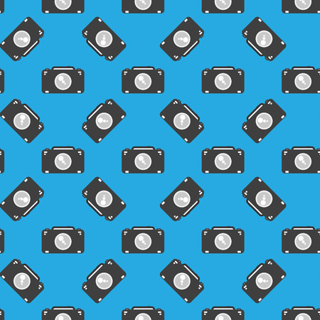 Camera sign seamless pattern on blue backgroundのイラスト素材