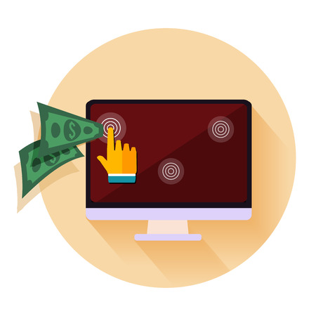 Pay per click internet advertising model when the ad is clicked. Modern flat designのイラスト素材