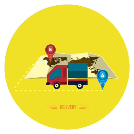 Delivery service 24 hours . Cargo truck symbolのイラスト素材