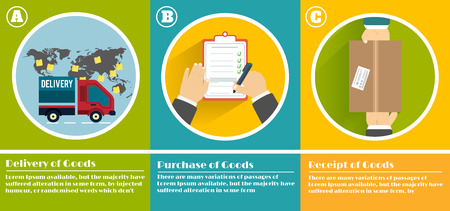 Internet shopping process of purchasing and deliveryのイラスト素材