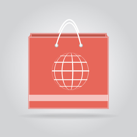 Paper shopping bag with world sphere on gray のイラスト素材