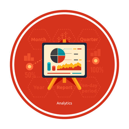 Stand with charts and parameters. Business concept of analyticsのイラスト素材