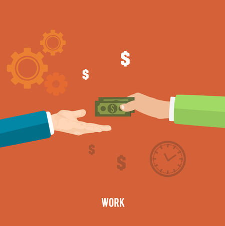 Payment for work. Business concept in flat designのイラスト素材