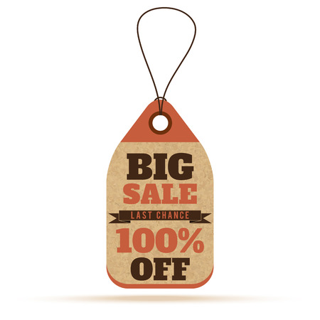 Price tags in vintage style. Big sale tags, labels with text and number percentのイラスト素材