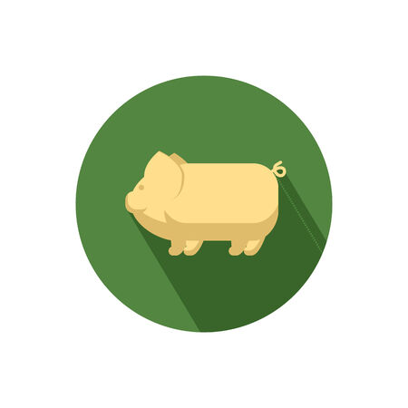 Pig icon with shadow in flat designのイラスト素材