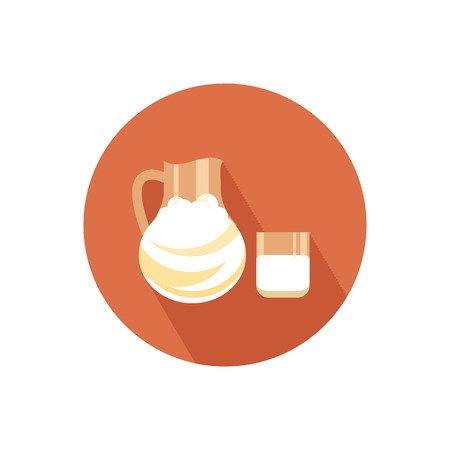 Milk icon with shadow in flat designのイラスト素材