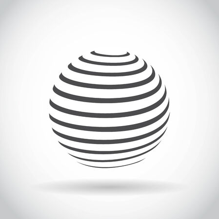 Abstract swirl sphere globe symbol, business concept template of isolated round icon with shadow on white background. Business, corporate, office and marketing item iconのイラスト素材