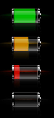 Set of detailed glossy transparent battery level indicator iconsのイラスト素材