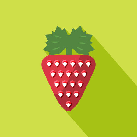 Strawberry icon with shadow in flat designのイラスト素材