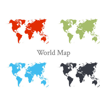 World map set in different color on white backgroundのイラスト素材