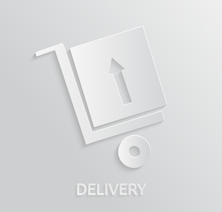 Delivery service 24 hours . Cargo truck symbol. App icon of the trolley with the goods which have deliveredのイラスト素材