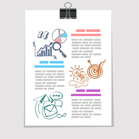 Infographics elements sketch on old sheet of paperのイラスト素材