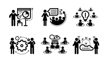 Business presentation teamwork concept iconsのイラスト素材