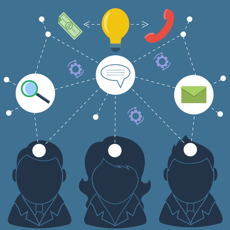 Teamwork concept with business people silhouettesのイラスト素材