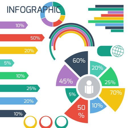 Infographics set icons and elements for presentation and graph with points. Infographic for business flat design cartoon styleのイラスト素材