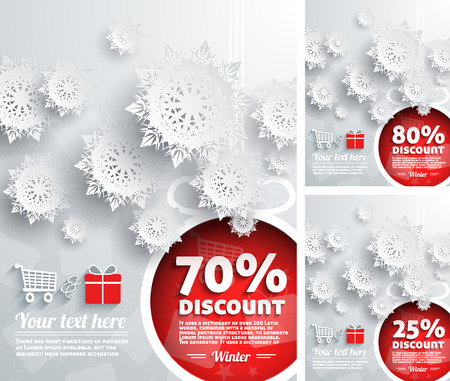 Merry Christmas background discount percent with snowflake and ballのイラスト素材
