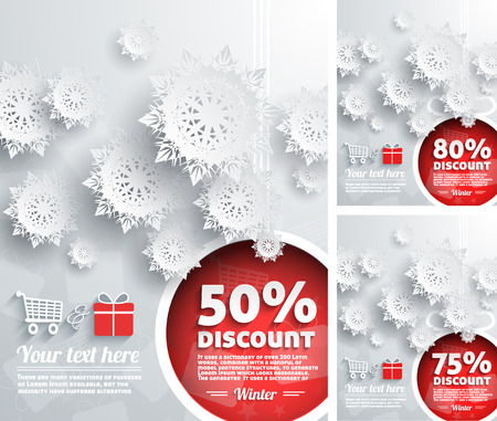 Merry Christmas background discount percent with snowflake and ballsのイラスト素材