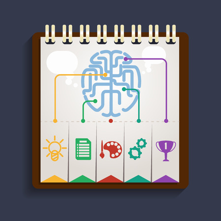 Brain analysis on clipboard. Parts of the brain that are responsible for human development creative abilitiesのイラスト素材
