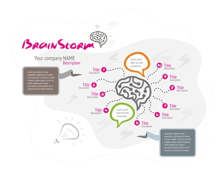 Brainstorm concept. Creative brain idea concept on white background design layout for poster flyer cover brochureのイラスト素材