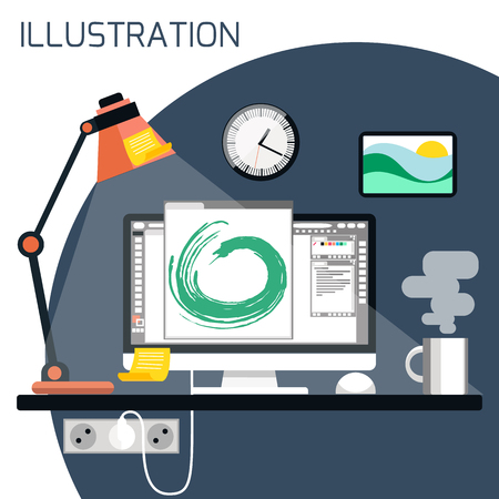 Web design concept. Computer monitor for design in flat designのイラスト素材