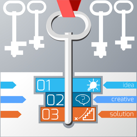 Business key staircase step concept infographic template in flat design style. Can be used for workflow layout banner diagram web designのイラスト素材