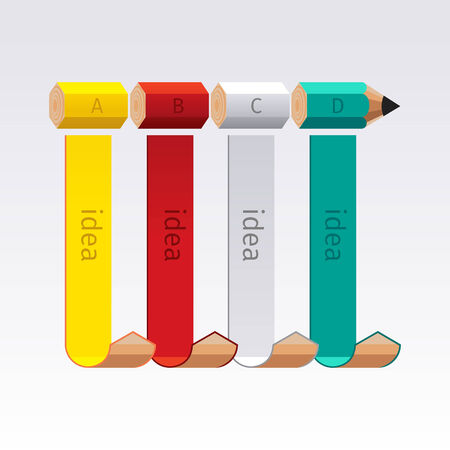 Abstract text banner with pencil and ribbons for your creative presentation. Business education pencil staircase infographics optionのイラスト素材