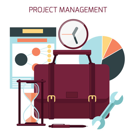 Flat design of project management with iconsのイラスト素材