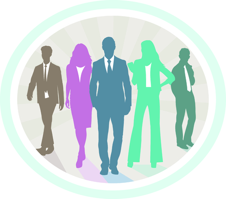 Business people silhouettes. Group of businessman and businesswoman on stylish background. Team building teamworkのイラスト素材
