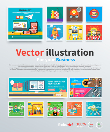 Concept icon for business strategy, mission, analytics with target, time is money, start up rocket, advertising expert, graphic designer, cloud computing internet. Flat icon modern design styleのイラスト素材