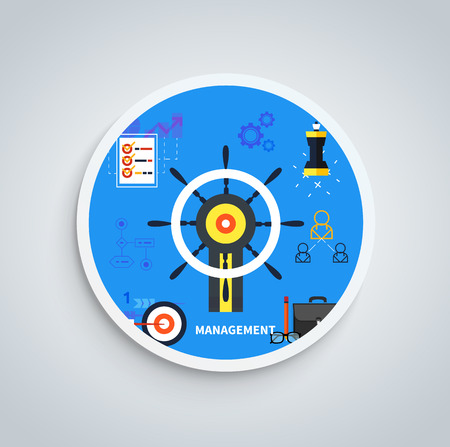 Icons for management concept, business tools. Concept of different icons in flat design. Can be used for web banners, marketing and promotional materials, presentation templatesのイラスト素材