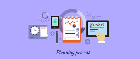 Planning process icon flat design. のイラスト素材