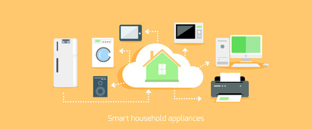 Smart household appliances icon flat design. のイラスト素材