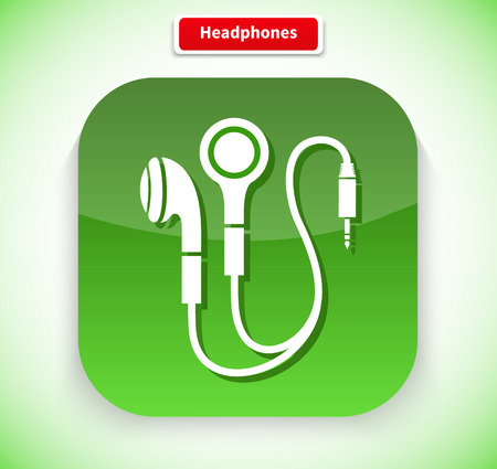 Headphone app icon flat style design. Music and headphones isolated, earphone and headphones icon, technology audio sound, listen device, gadget equipment illustrationのイラスト素材