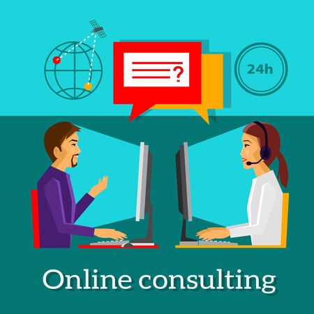 Online consulting design flat concept.のイラスト素材