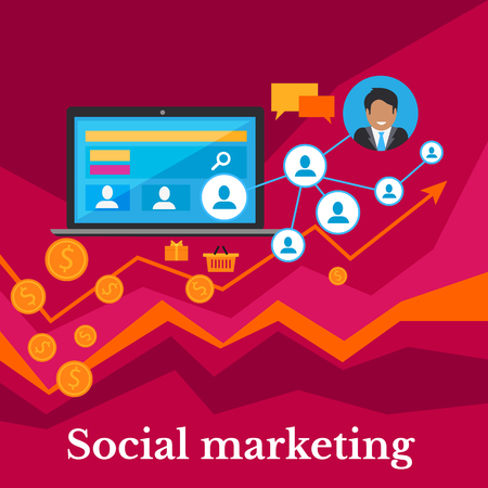 Social marketing flat design banner. のイラスト素材