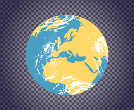 Globe icon with map of the continents of the world. Planet earth transparent. World map and globe detail. Earth map scheme isolated on transparency. Globe earth icon. Earth colorのイラスト素材