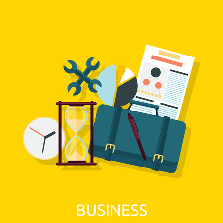 Business icon concept flat design. Business icon, marketing and document, management and chart, organization and data, development strategy success illustrationのイラスト素材