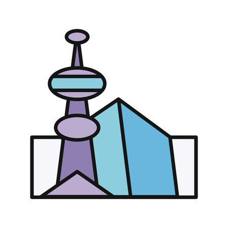 Modern business center concept with item icons in flat design. Building glass. Business, hotel business center, meeting room, business center building, house for real estate. Business center isolatedのイラスト素材