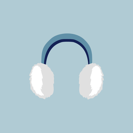 Winter headphones. Flat icon earmuffs. Isolated earmuffs. Vector winter headphones earmuffs. White earmuffsのイラスト素材