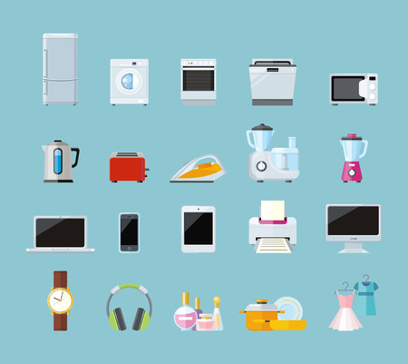Set of household appliances design flat.のイラスト素材