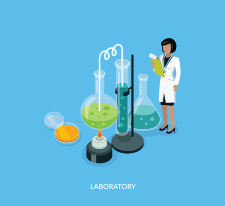 Science lab isomatric design flat.のイラスト素材