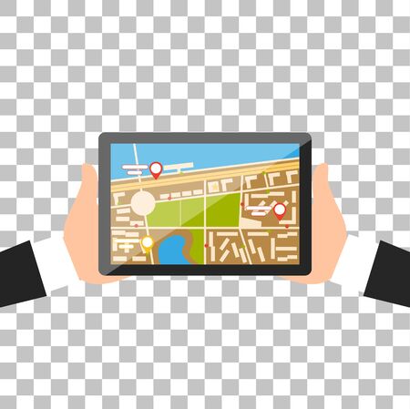 Hand with tablet navigation design.のイラスト素材