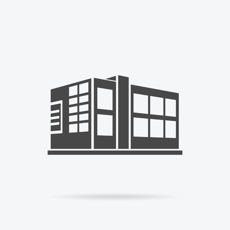 Skyscraper logo building icon. Black building and isolated skyscraper, tower and office city architecture, house business building logo, apartment office vector illustrationのイラスト素材