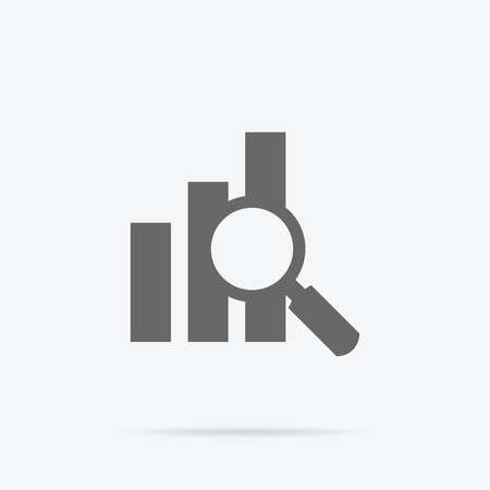Banner with focused magnifying glass on graph on gray background icon. For web construction, mobile applications, banners, corporate brochures, layoutsのイラスト素材