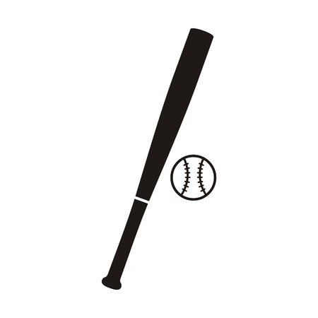 Baseball bat and ball monochrome icon. Baseball game bat, emblem baseball, sport softball game, badge baseball, american game. Vector illustrationのイラスト素材