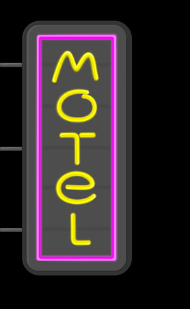 Motel sign neon retro closeup isolated on black backgroundのイラスト素材