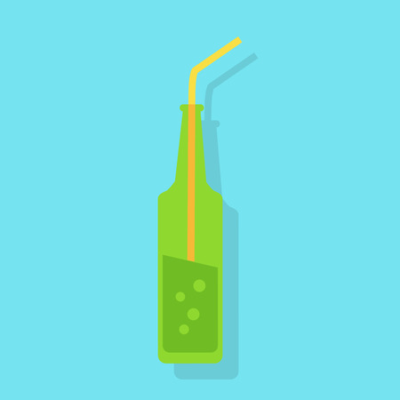 Cold alcohol coctails and other drinks isolated. Cocktail drink fruit juice in flat design style. Retro style holiday cocktail. Vector ilustrationのイラスト素材