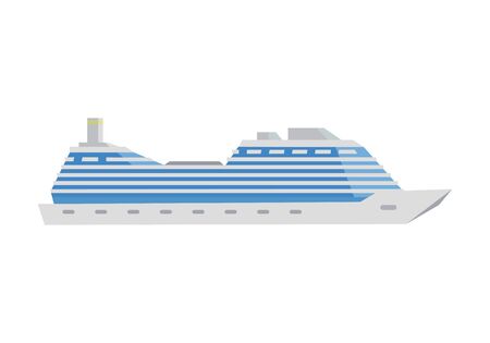 White cruise boat icon in flat style isolated on white background. Vector illustrationのイラスト素材