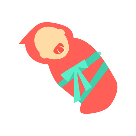 Baby girl character without face wrapped in red napkin vector.のイラスト素材