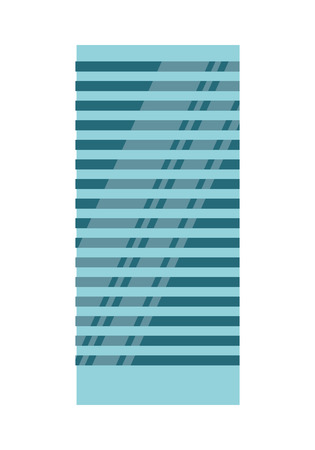 Blue modern apartment building. Architecture apartment icon, building residential, business multistory building, office building. Isolated object on white background. Vector illustration.のイラスト素材